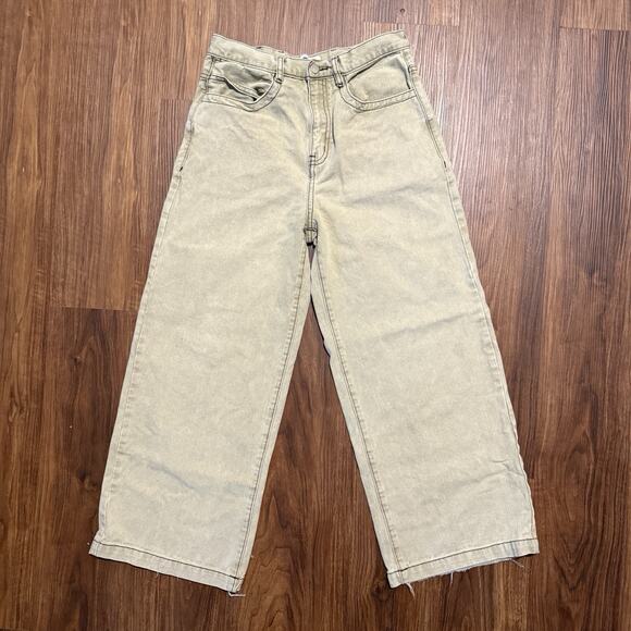 Drunknmunky Wide Leg Carpenter Jean Unisex Sz S 30x27 Y2K Streetwear Baggy Green - Picture 3 of 15